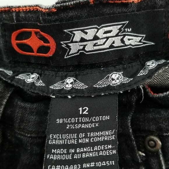 No Fear Jeans Boys Size 12 Youth Black Denim Skinny Waist Button Distressed - Picture 11 of 14